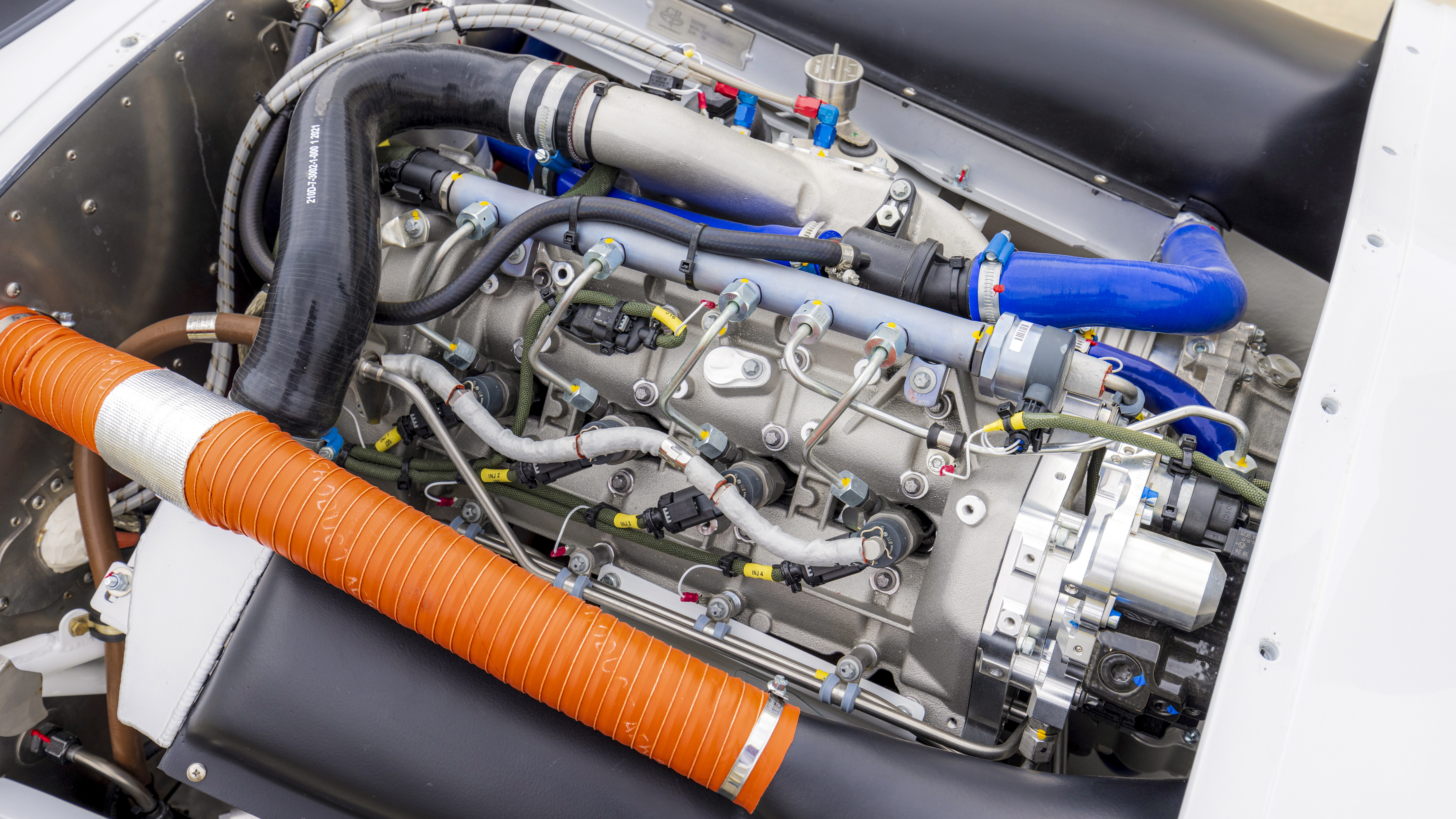 The airplane is powered by a Continental CD-170 , a 170-horsepower turbodiesel, capable of taking it to a maximum operating altitude of 18,000 feet.
