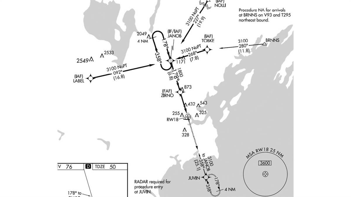 The “T” paths of a terminal arrival area are meant to minimize procedure turns, but a HILPT may still be needed.