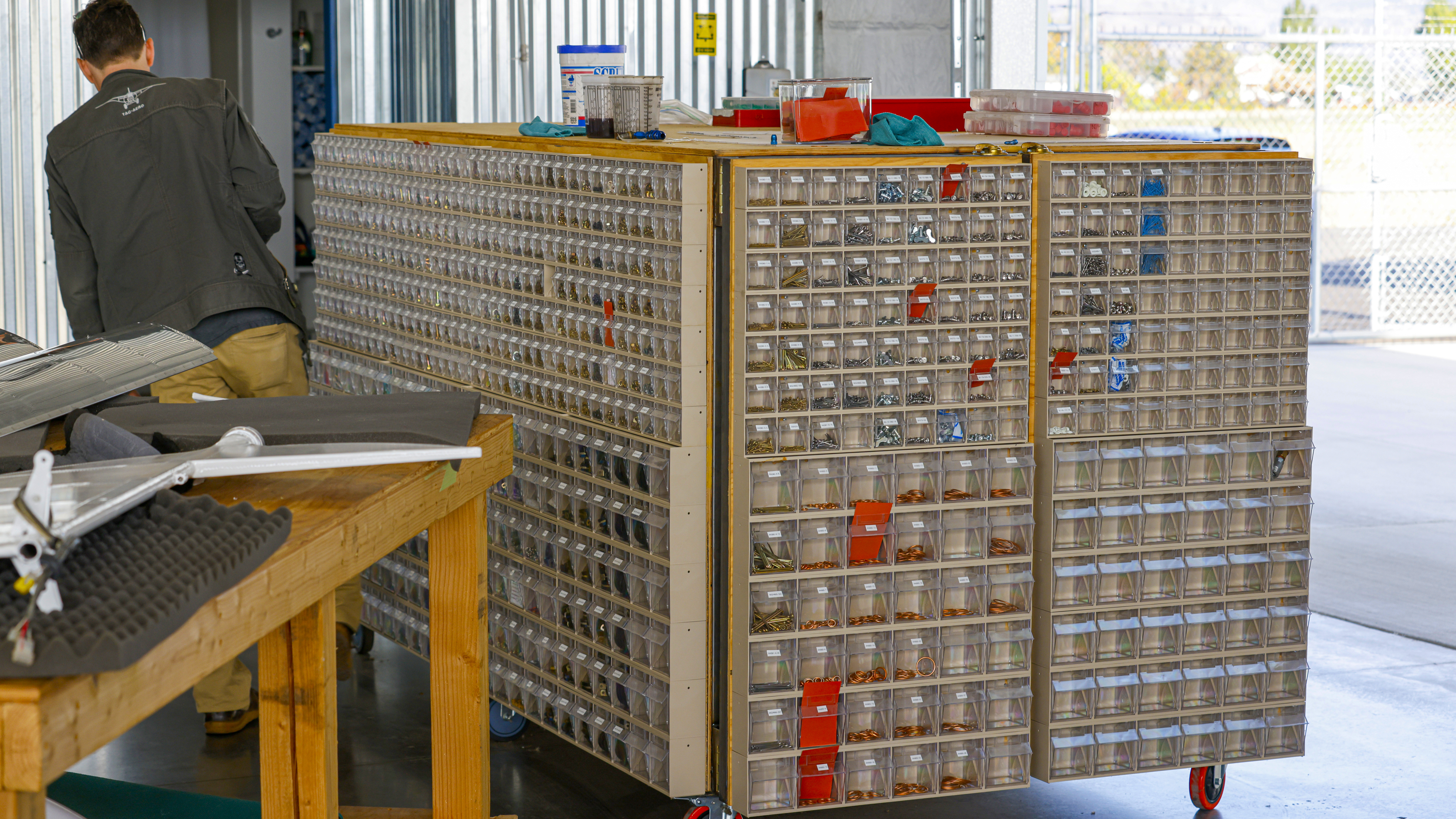 A very meticulous maintenance technician at TacAero crafted this hardware cabinet.