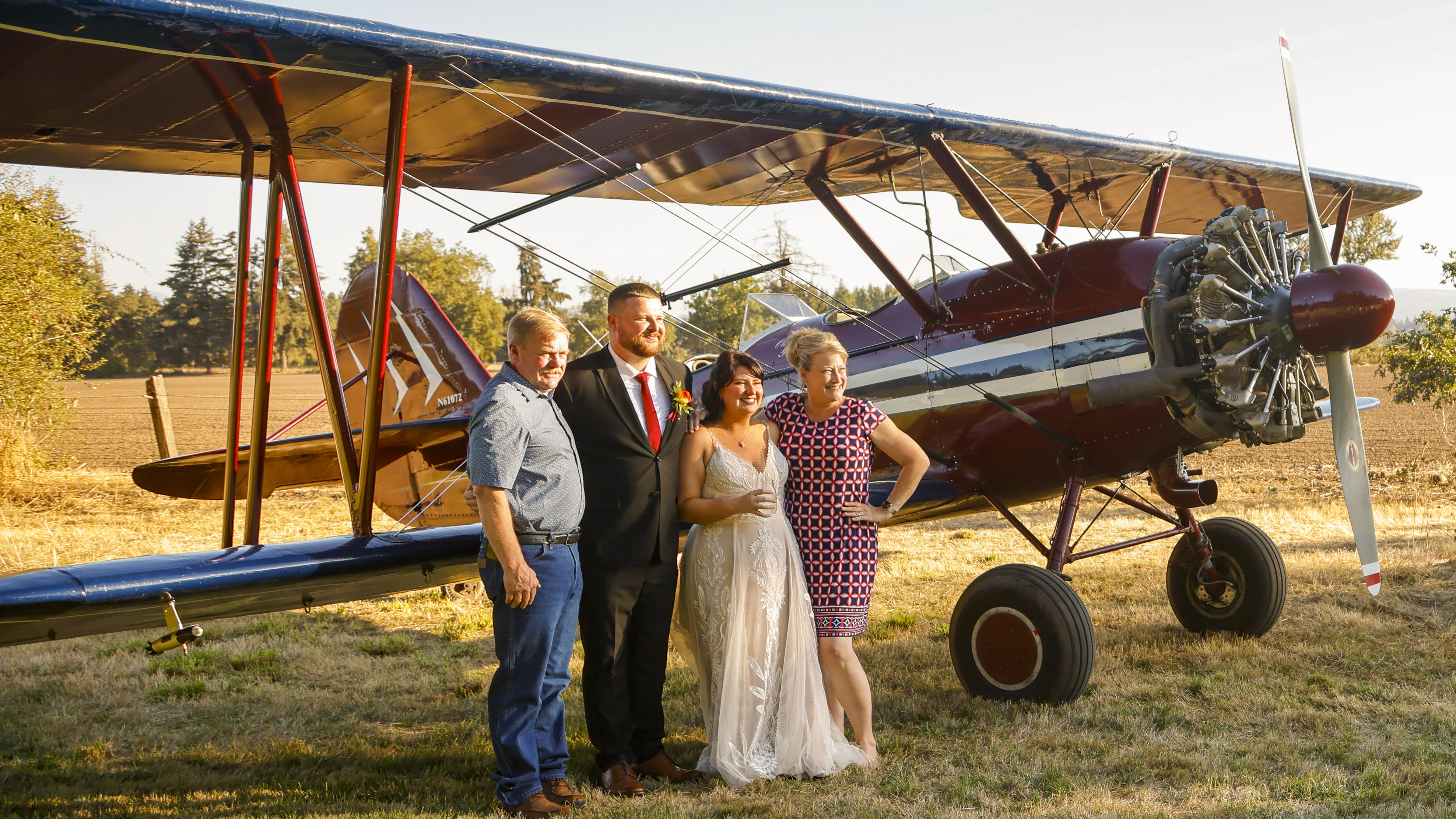 Family photos with 'Old Glory'.