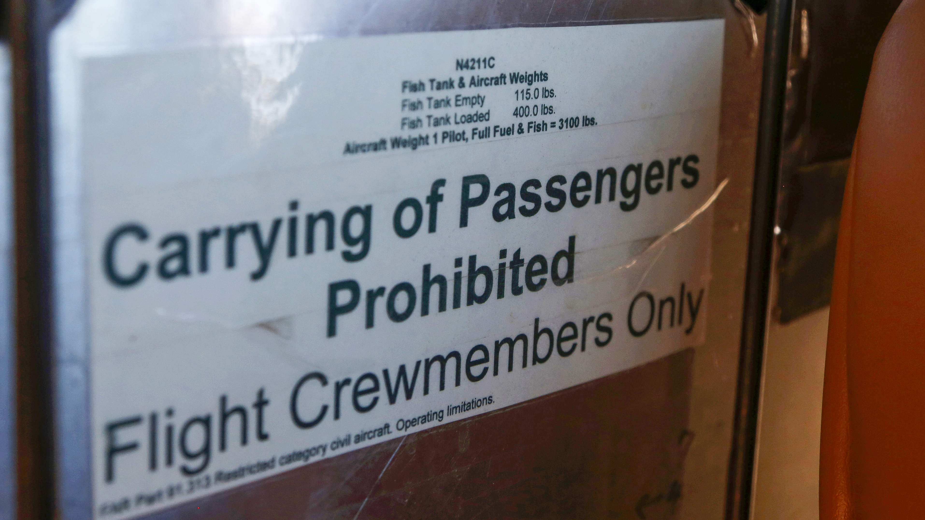 The aluminum tank, mounted just behind the front pilot’s seat, carries 2,000 to 3,000 fish when loaded for each mission.