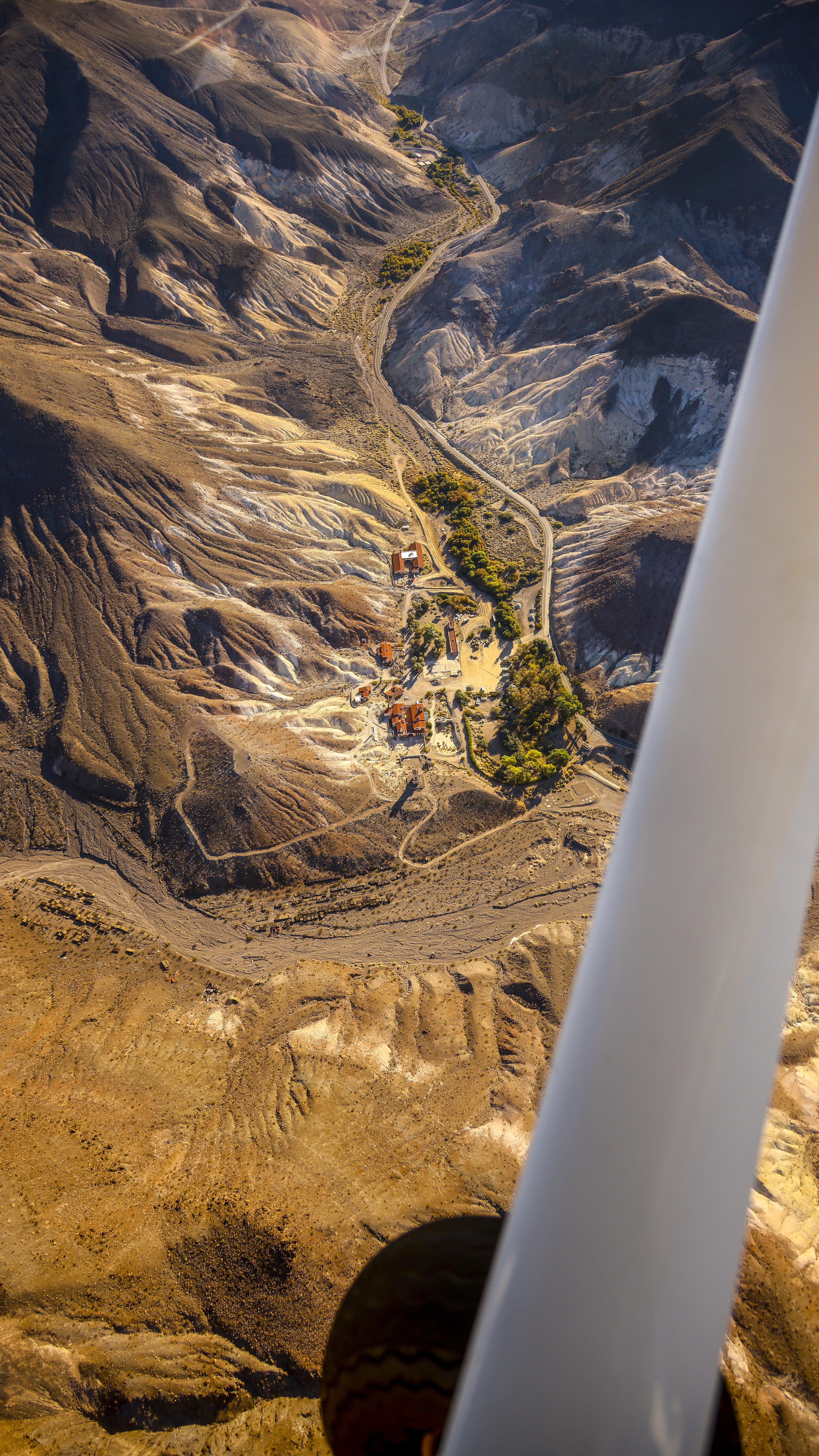 Flying over Scotty’s Castle in Death Valley.