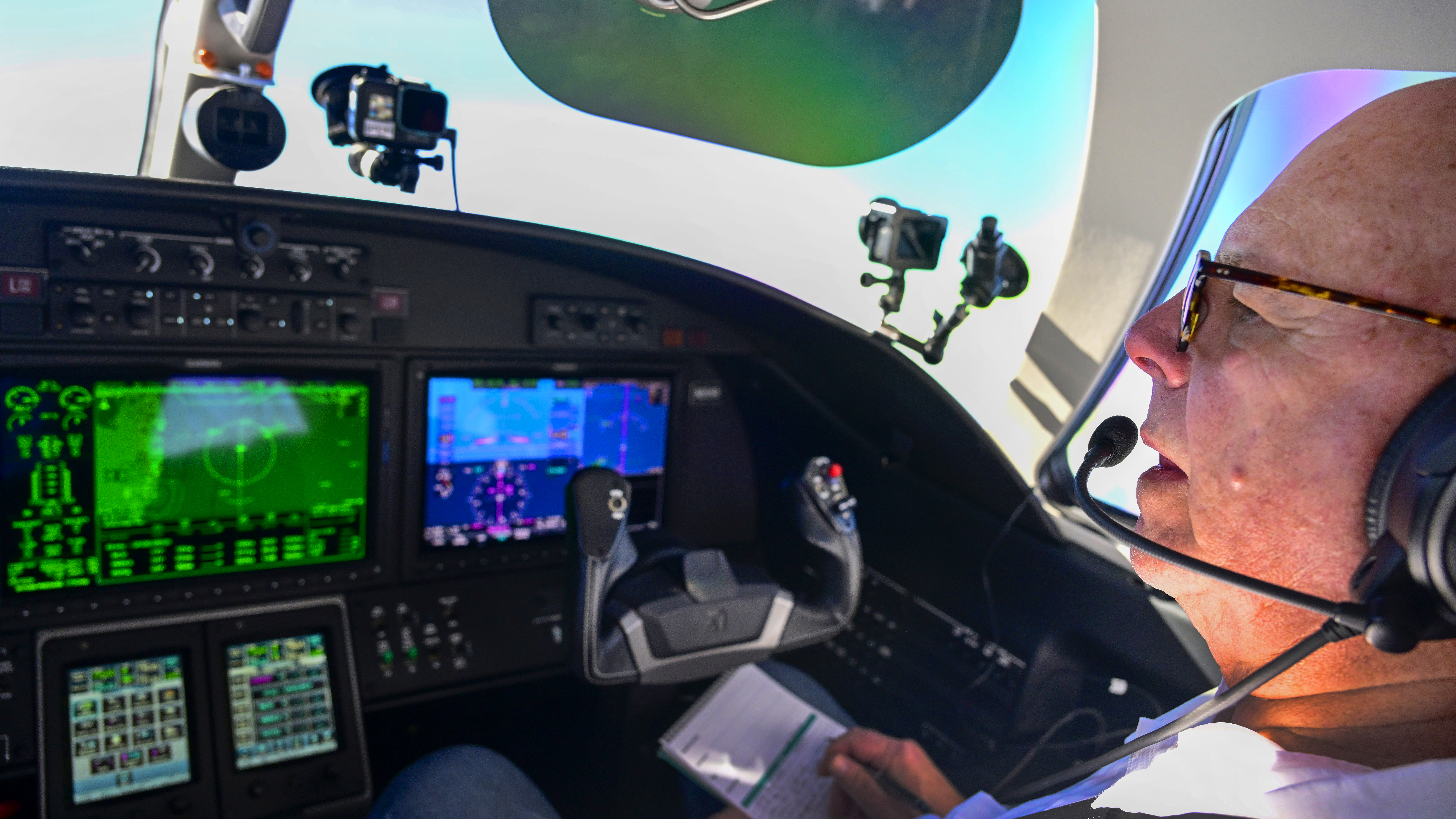 The author flying right seat for Walter Muharsky in Chris Worden’s Cessna Citation CJ3+.