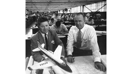 Photographs from North American Aviation newsletters helped researchers find the people who produced the original manuals and drawings.