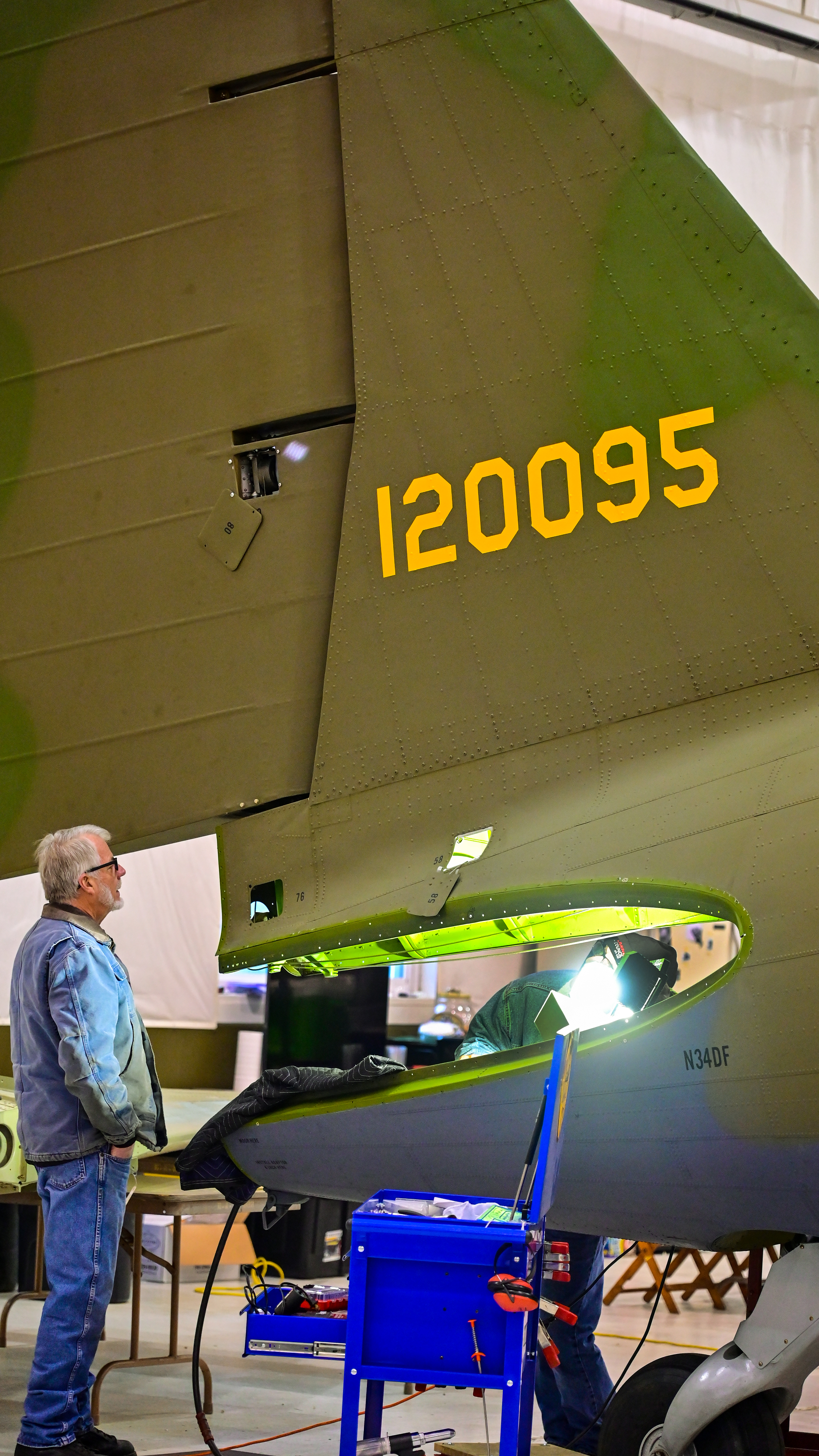 After removing the horizontal stabilizer, volunteers found two small areas of corrosion, which were repaired.