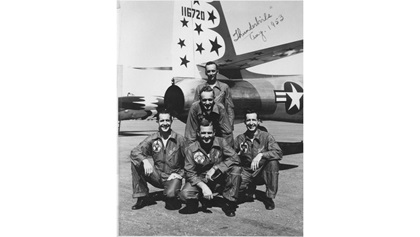 This photo from the 1950s is titled “Birthed at Luke” on the Thunderbirds website. Luke Air Force Base was the first home of the squadron. (Luke Air Force Base)