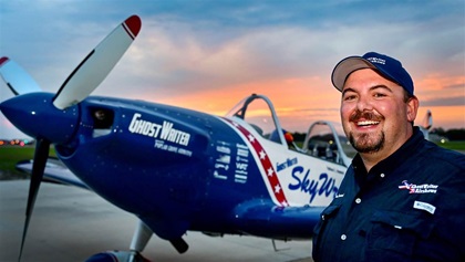 Nathan Hammond first flew his modified 1956 de Havilland Chipmunk as a part of the Pepsi Skydancer team; he renamed the aircraft GhostWriter when he acquired the aircraft. (David Tulis)