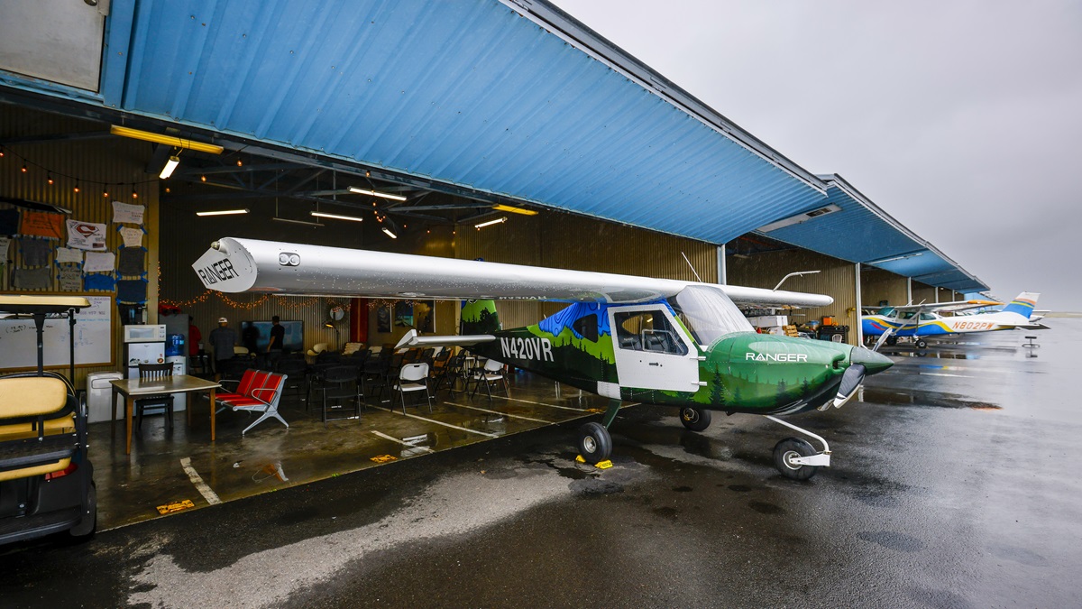 A Vashon Ranger waits on a rainy day before a photo flight the next morning.