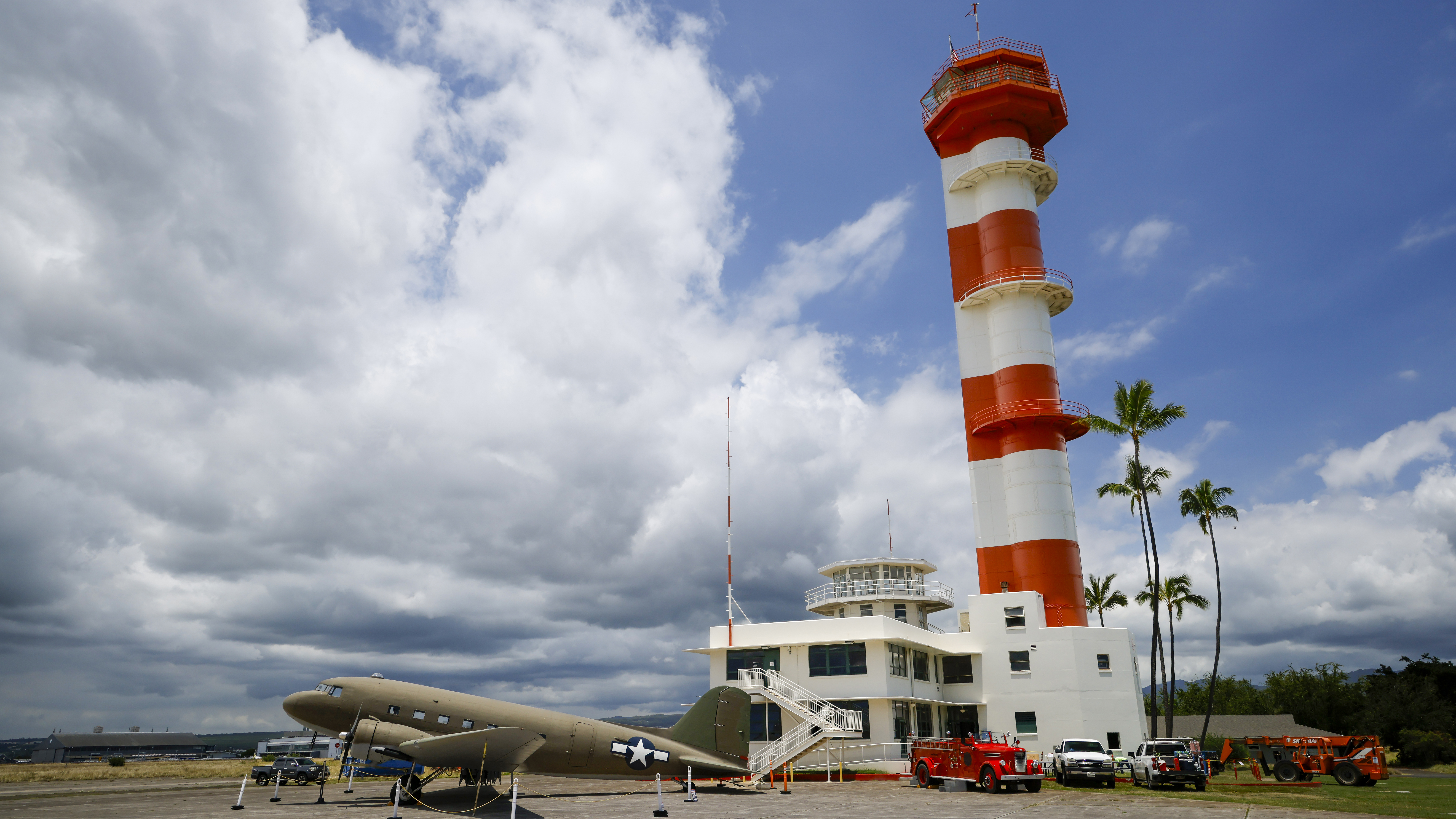 The control tower on Ford Island was under construction during the attack on Pearl Harbor and still stands tall after all these years.