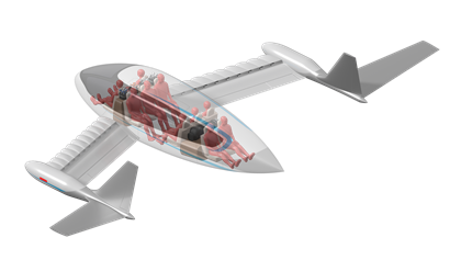The Whisper Jet design features room for nine passengers.