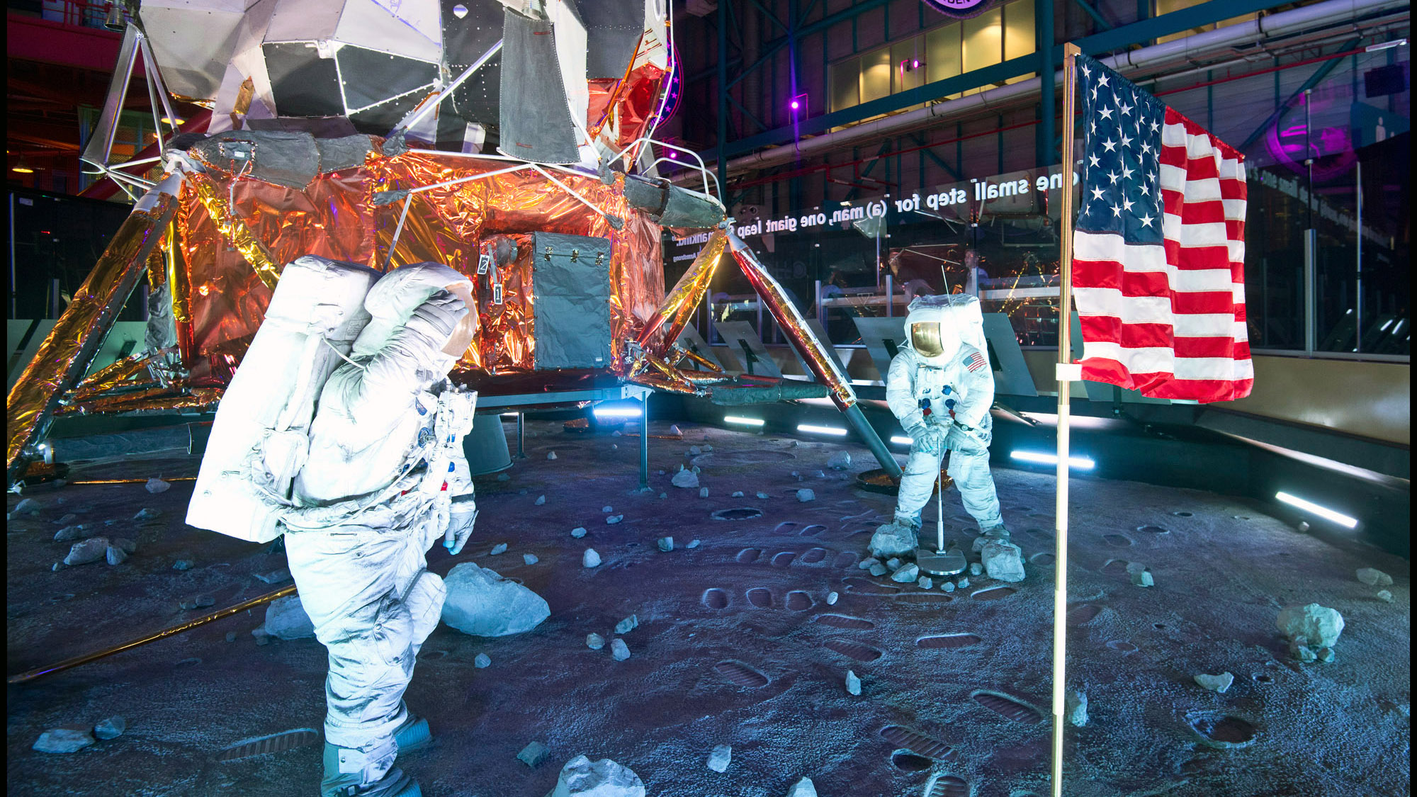 The size of the space shuttle Atlantis (pictured here) , Lunar Module 9, and the Saturn V rocket must be seen up close to be appreciated.