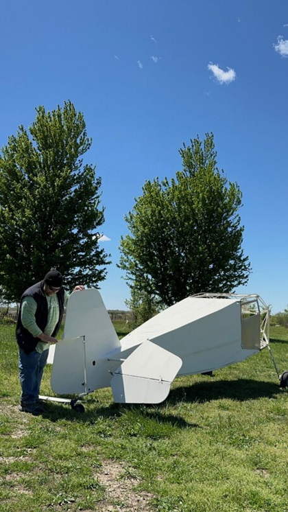 Charles Jay and his work in progress Wittman Tailwind. 