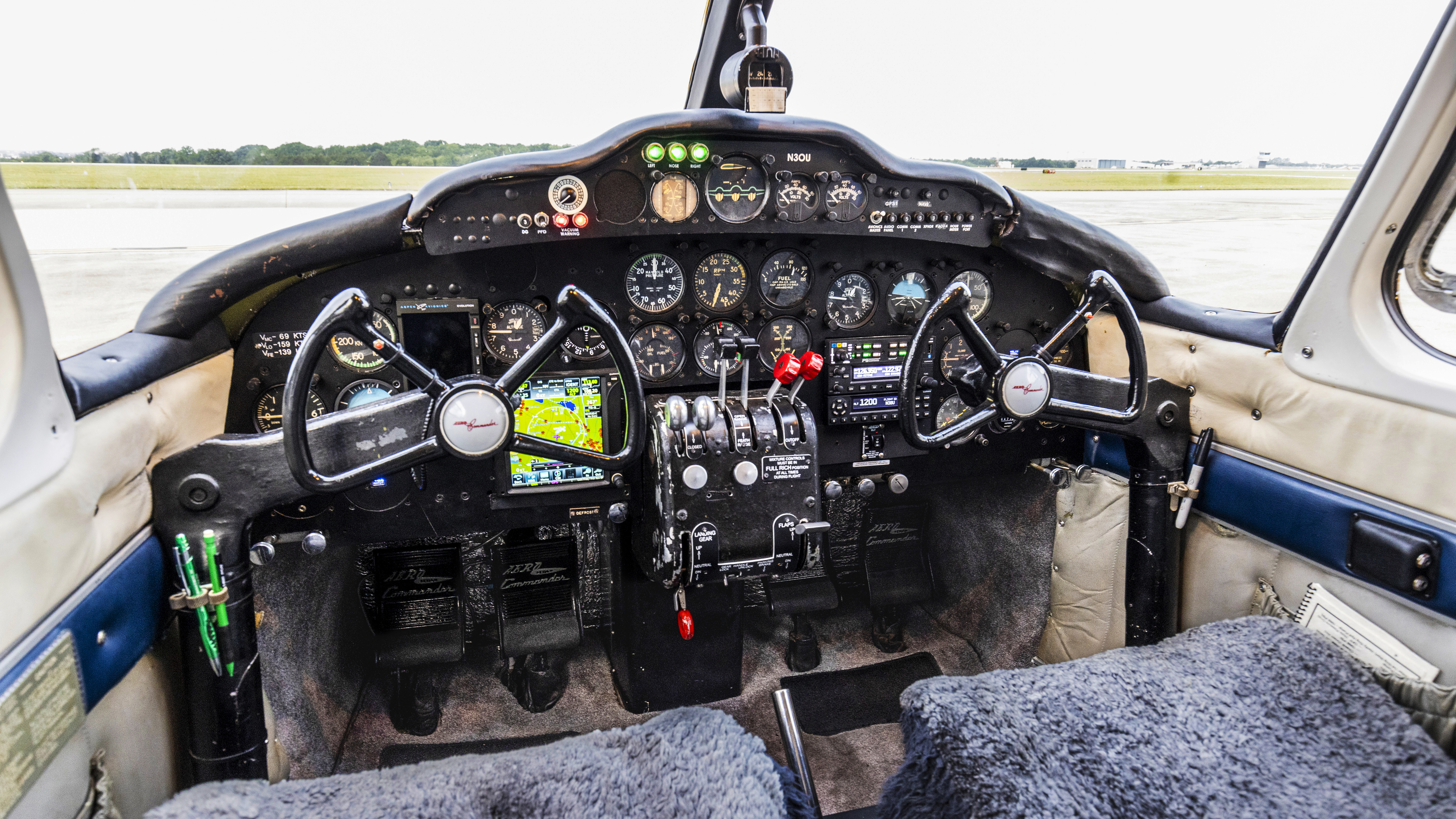 The instrument panel was modified to contain a suite of Gamin avionics donated by Golf Coast Avionics.Dallas TX, USA