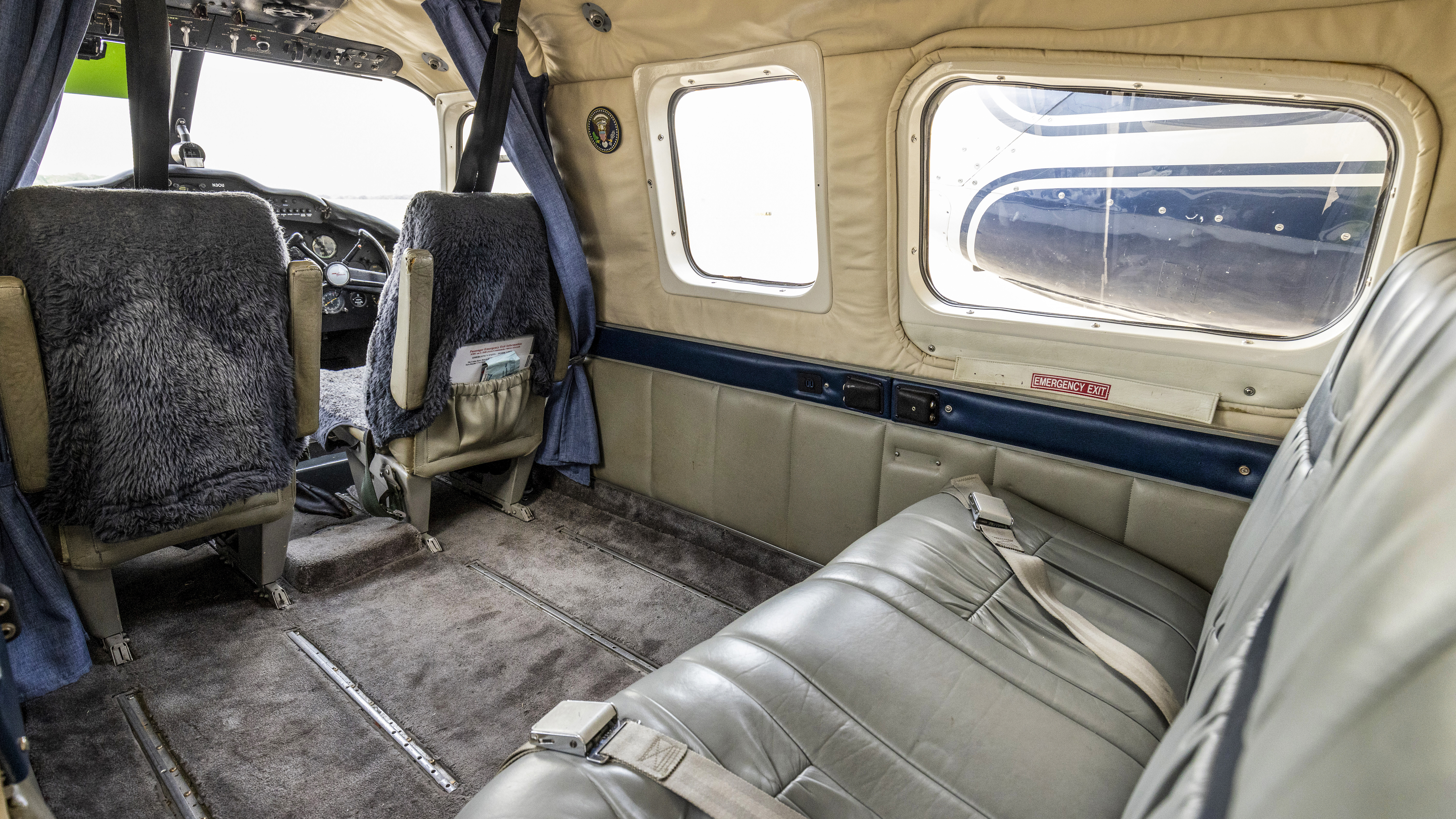 The Aero Commander 560A was chosen to serve as Air Force One partly because of its spacious cabin. President Eisenhower sat in the right rear seat, designated as the DVC—the distinguished visitor’s chair—when Ike was not on board.