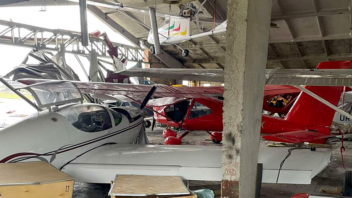 Several airplanes were badly damaged in the invasion.