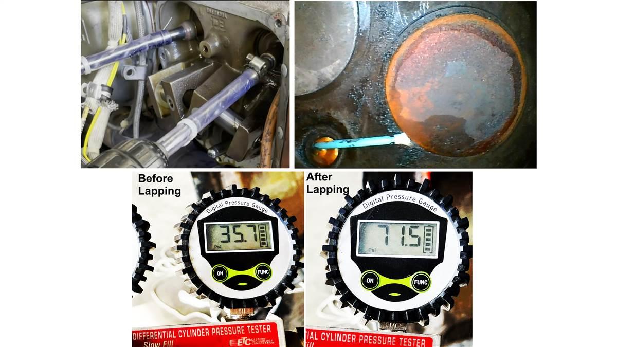 Lapping an exhaust valve in place without removing the cylinder or dropping the exhaust.