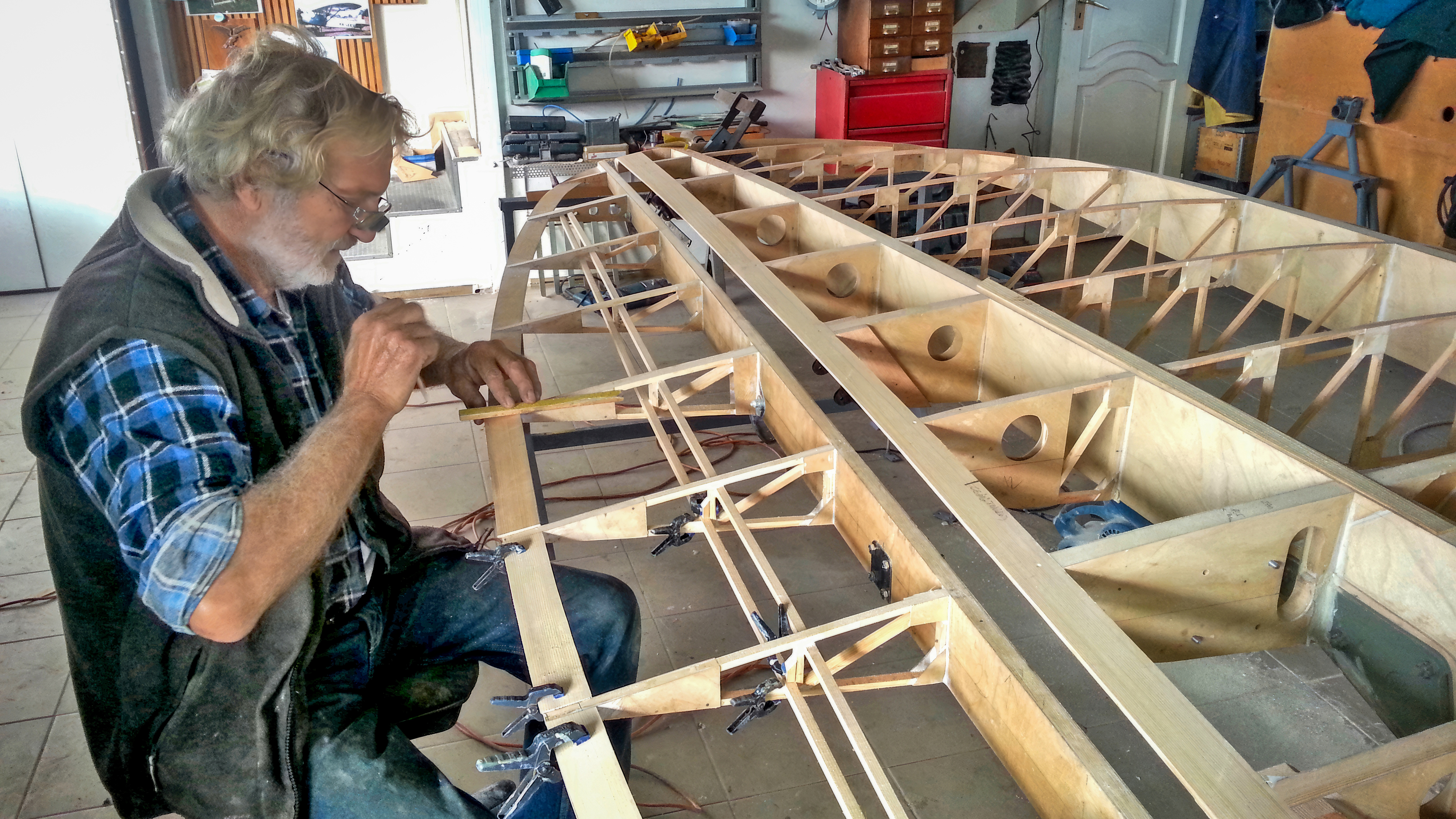 The wing took two years to build; the curved trailing edge of the ailerons had to match the shape of the wing exactly.