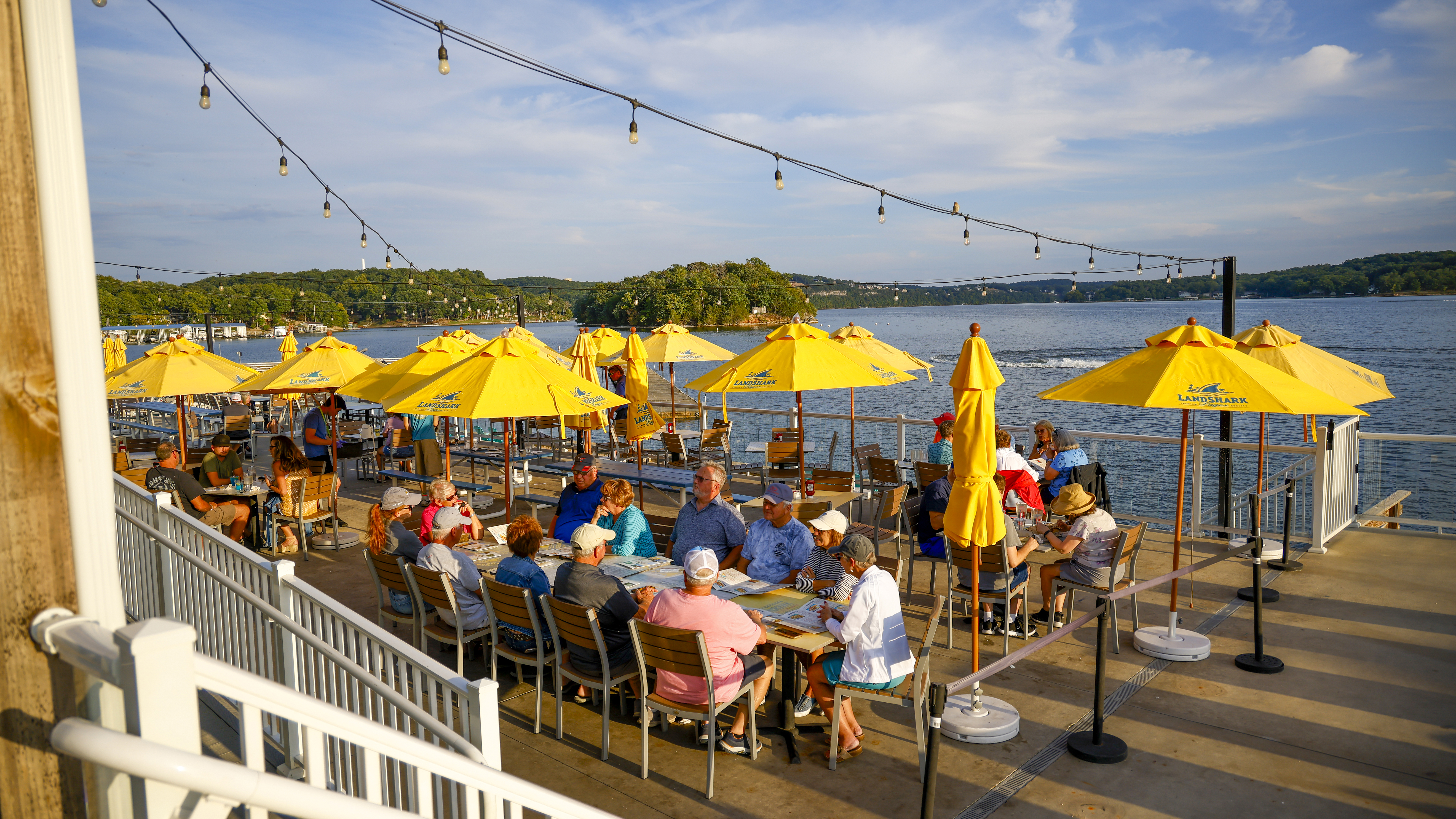 Lakeside dining is a big draw, especially when you can dock your boat at a pier and enjoy a meal.