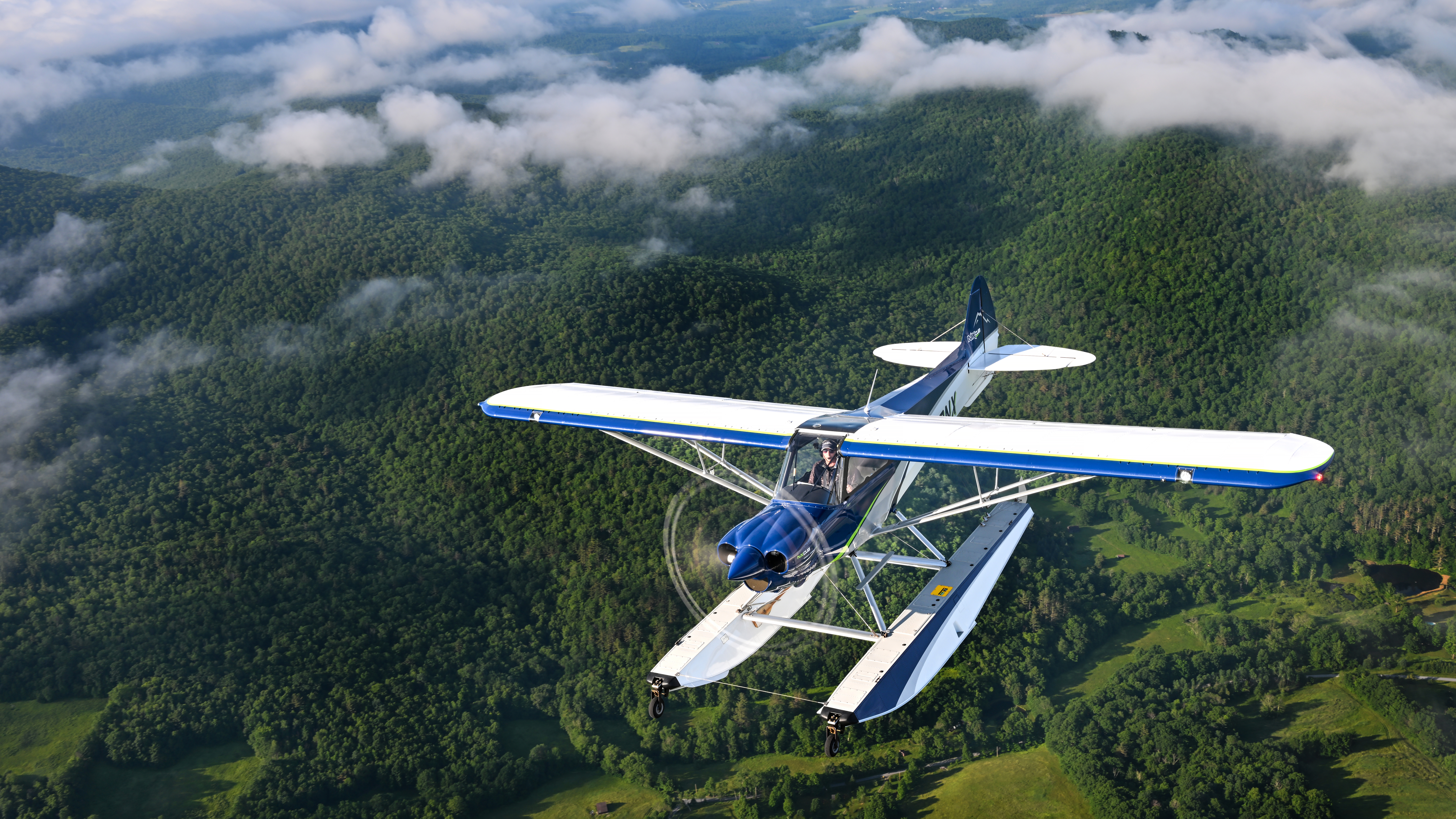 The NX Cub is the most powerful aircraft in the CubCrafters product line, and it’s as graceful on the water as it is in the air, shown here over the Green Mountains of Vermont.