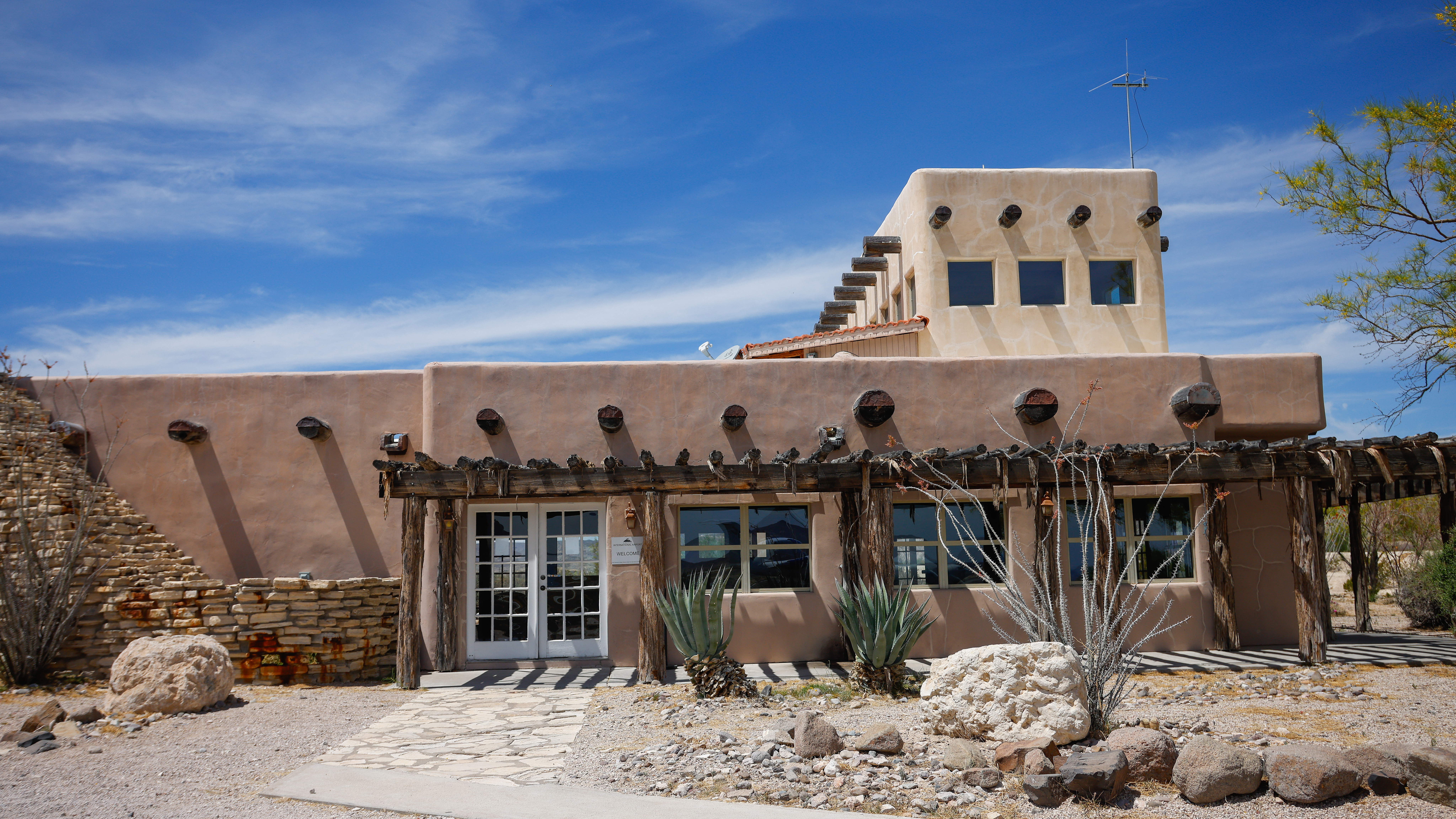 We flew from Gillespie County Airport in Fredericksburg, Texas, to Lajitas International Airport; the terminal captures the vibe of the Texas/Mexico area.