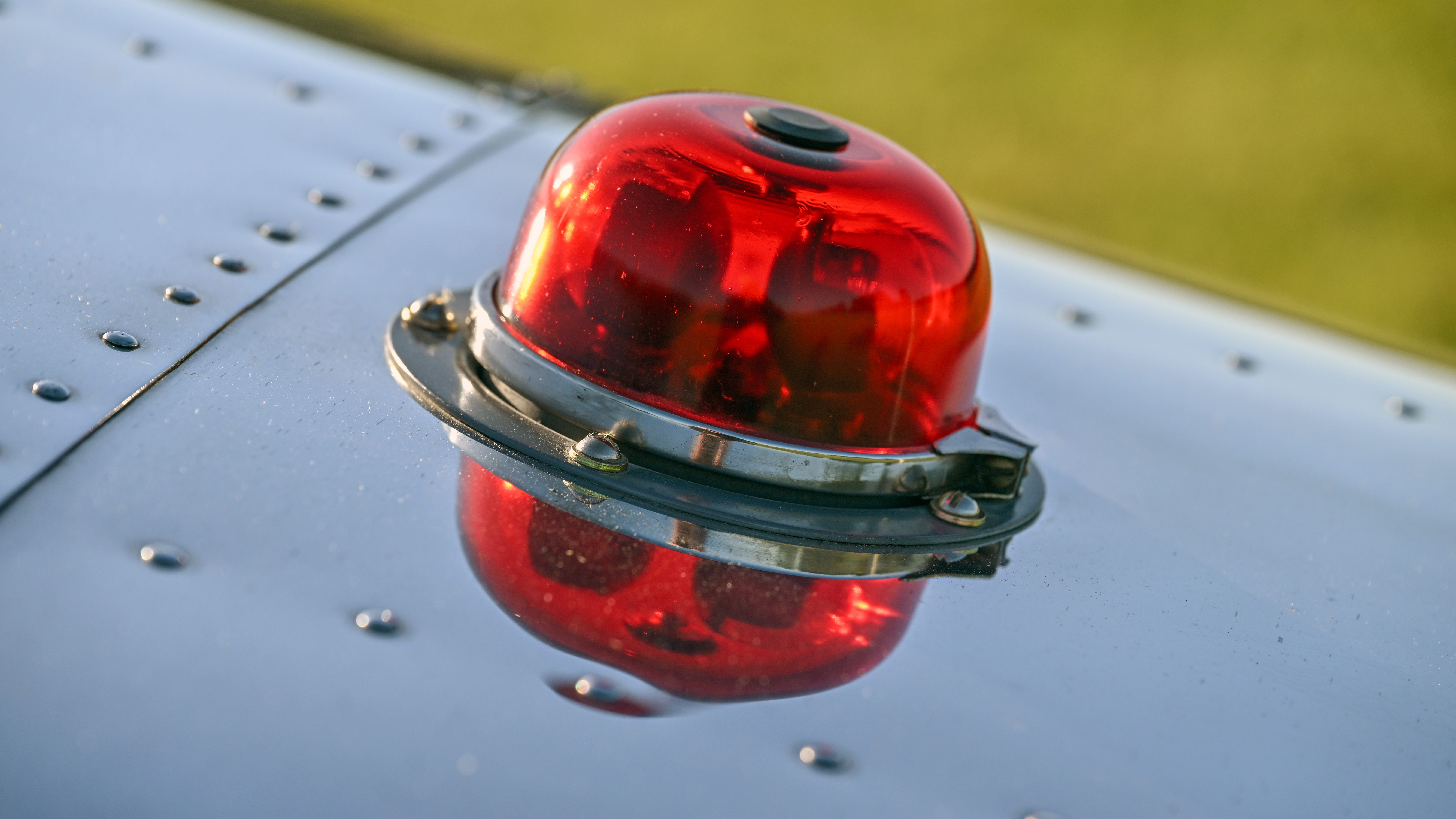 The original Grimes rotating beacon was restored to new condition. 