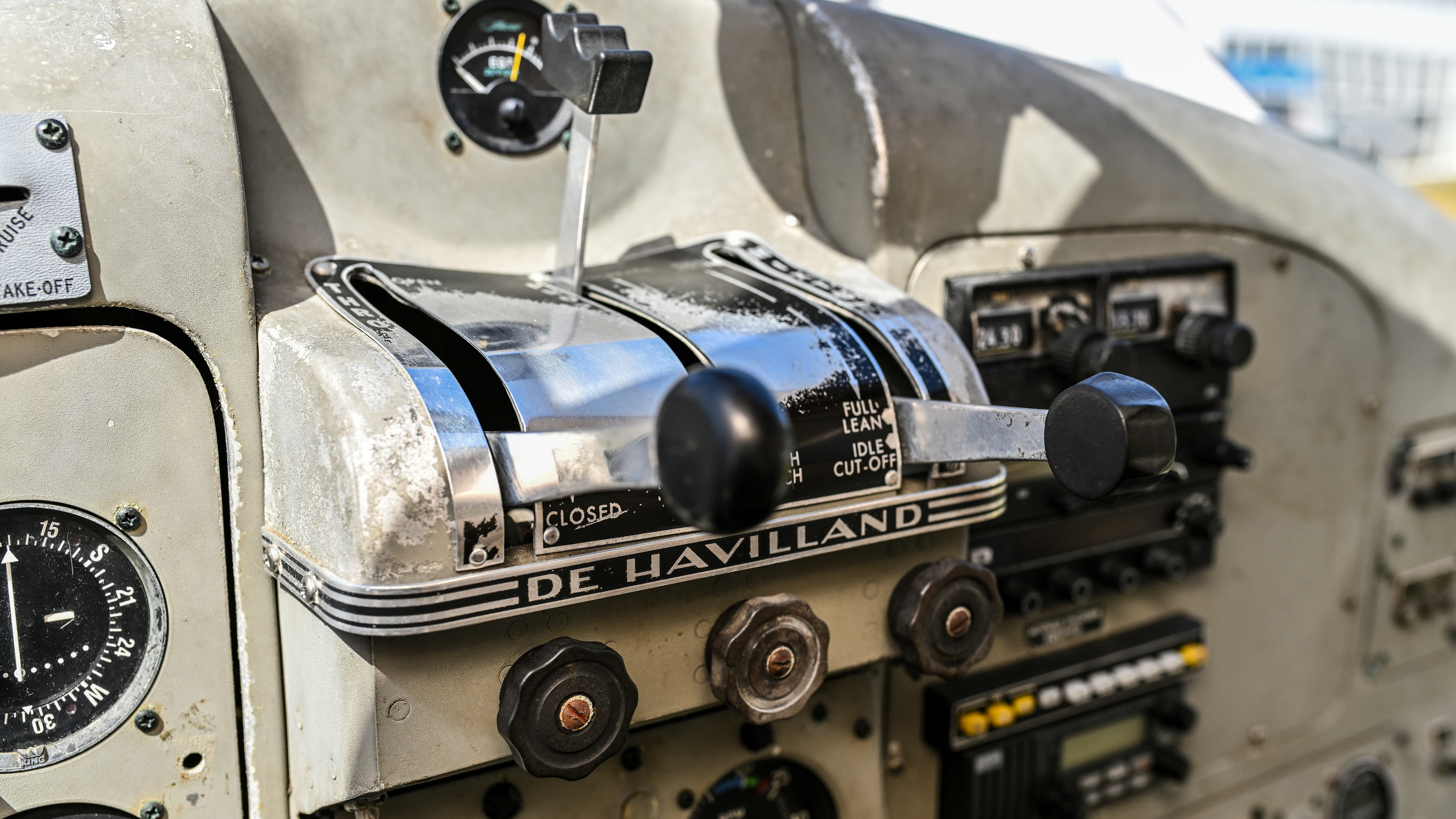 Other than a few radio updates, the de Havilland Beaver’s interior and panel are all original from 1957. (Fun fact: The oil filler is located inside the flightdeck of the DHC-2 Beaver so oil can be added in flight or on the water.)