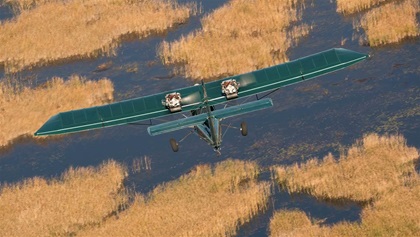 Uninhabited northern lakes are happy hunting grounds for bald eagles and ever-changing sights to behold. The AirCam's 36-foot wingspan, flaps, and two 100-horsepower Rotax engines make it ideal for comfortable sightseeing.