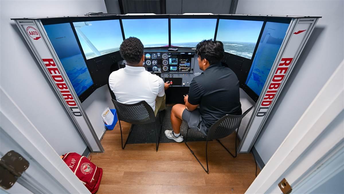 The academy's learning tools also include a Redbird simulator, which sees a lot of use in the gloomier months on Mississippi.