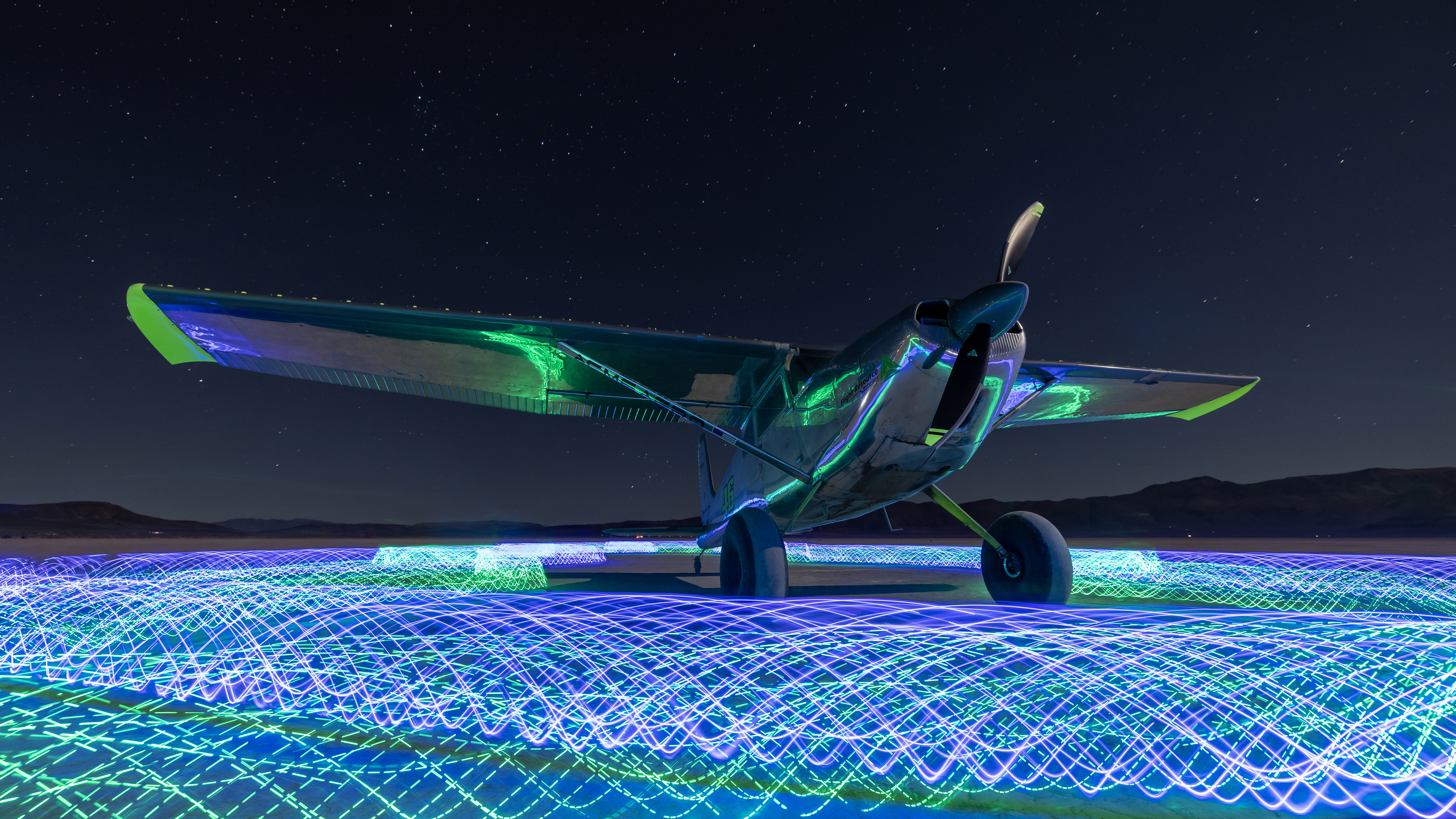 Cessna 180 on the playa at High Sierra.