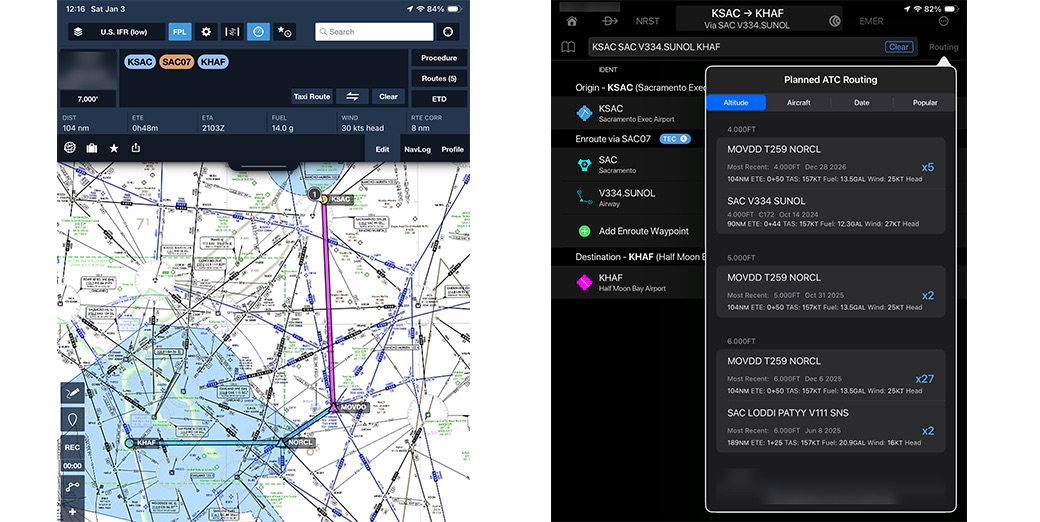 Tango and TEC routes