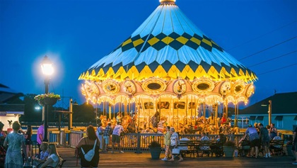 Barefoot Landing in North Myrtle Beach is the spot for children’s amusement rides like this carousel with 41 animals. Photography by Sergiy Galyonkin.