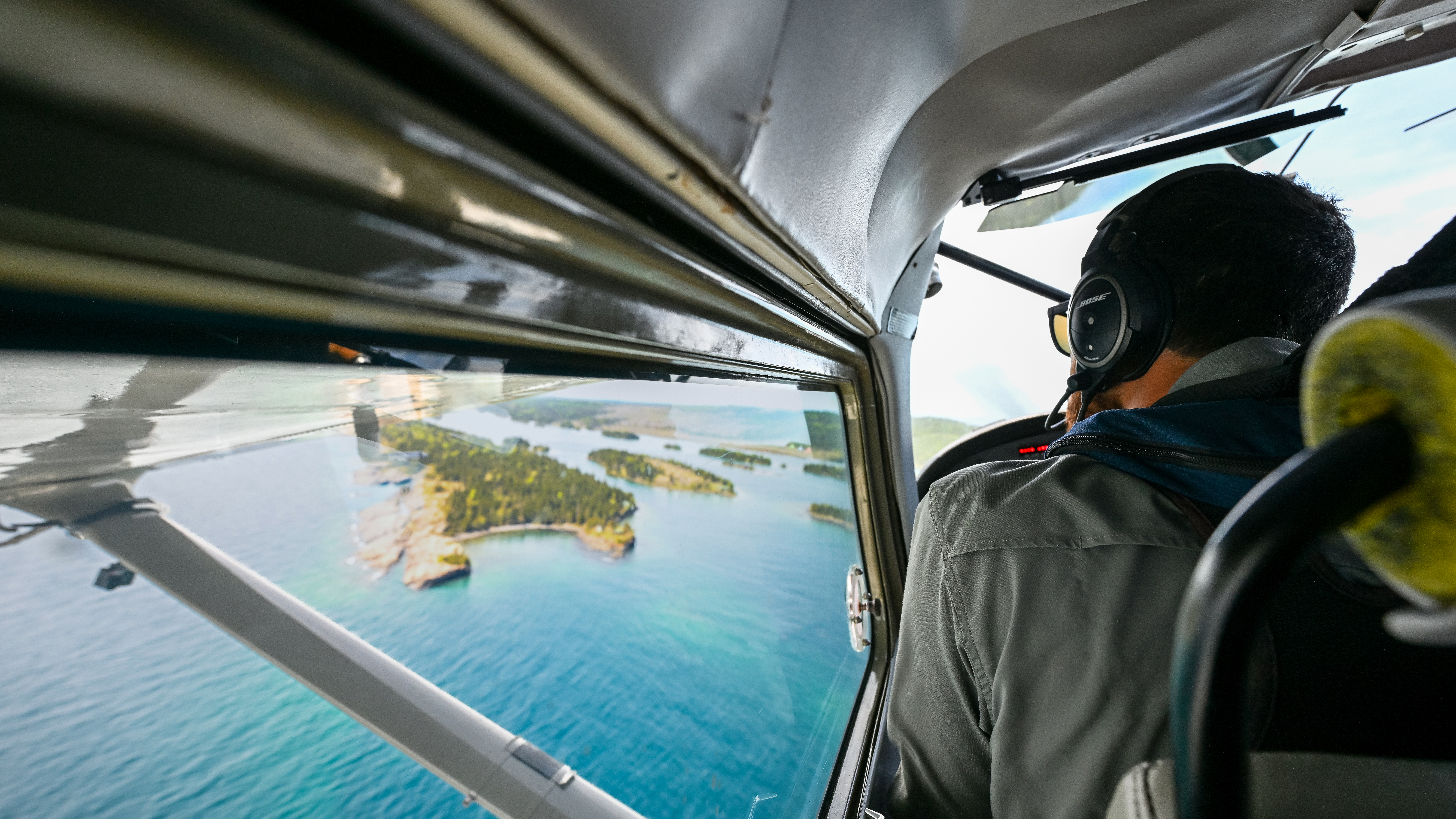 Lake Superior gives way to Isle Royale as David Stawinski navigates the inner harbor entrance.