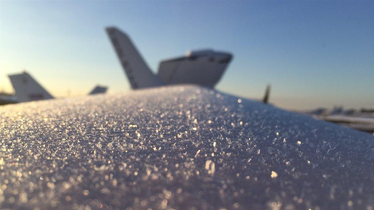 aircraft wing with icing on it