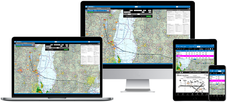 iFlightPlanner on laptop, desktop, tablet and phone.