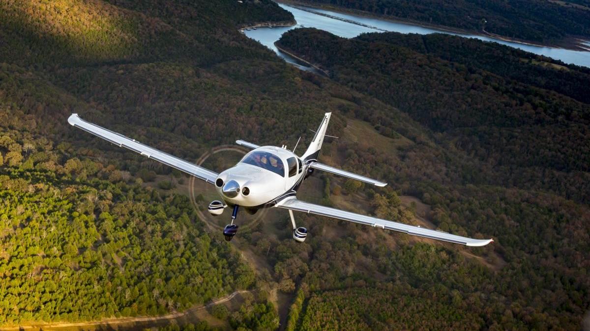 Photography of the Cessna TTx aircraft en route to, or over, Lake of the Ozarks. 

M Graham Clark Airport (PLK)
Branson, MO  USA