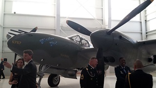 Lockheed P-38 Lightning <em>Glacier Girl</em> was one of 10 aicraft on static display. Photo by Yasmina Platt.