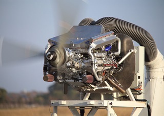 The EPS pre-production Graflight V-8 diesel engine has exceeded expectations so far, and is expected to exceed the 360 horsepower produced in test runs to date. Photo courtesy of Engineered Propulsion Systems. 