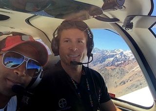 Fly for MS pilots Fouad Ahmed and Tomas Vykruta fly near the Andes Mountains outside of Santiago, Chile. Photo courtesy of FlyforMS.org.
