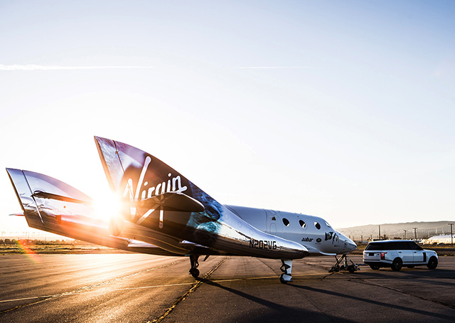 Less than two years after its first SpaceShipTwo was lost in an accident, Richard Branson’s Virgin Galactic rolled out Virgin Space Ship Unity on Feb. 19. Photo courtesy of Jack Brockway, Virgin Galactic.