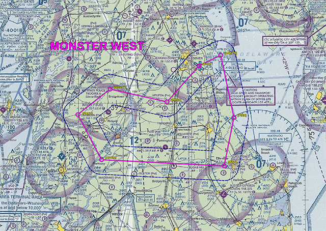 Proposed Monster West military training route at Dover Air Force Base in Delaware.