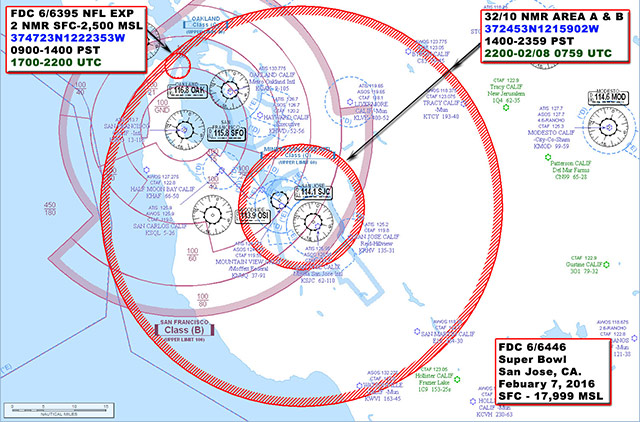 FAA announces temporary flight restrictions associated with Super Bowl 50.