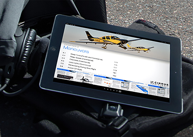 Cirrus Aircraft launched an Apple iOS-based interactive iBook flight manual designed for use on the iPhone, iPad, and Apple computer platforms, the company announced Jan. 21. Photo courtesy of Cirrus Aircraft.