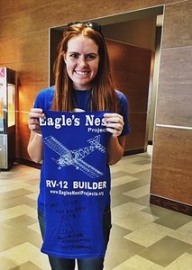 Student pilot Abbey Carlson is all smiles after she soloed a Van's Aircraft RV-12 in February. Photo courtesy of Abbey Carlson.