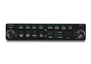 The Garmin GMA 245 and 245R Bluetooth audio panels are made for experimental and light sport aircraft and allow up to six listeners to connect to as many as three devices. Image courtesy of Garmin. Click to enlarge.