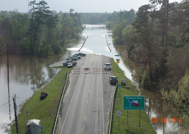 One of the many flooded roads around the area. Photo courtesy of David Lewis and Anthony Goss.