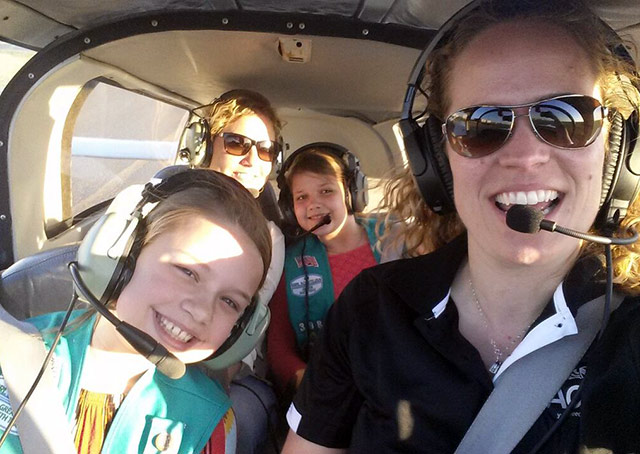 AOPA Central/Southwest Regional Manager Yasmina Platt flew 33 girls and 28 women at the South Texas International Airport at Edinburg during Women of Aviation Worldwide Week.