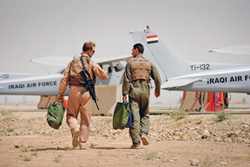 Capt. Jamie Riddle and an Iraqi flight instructor student