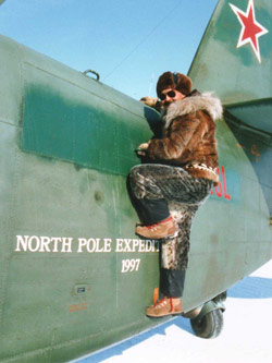 Olson on his first North Pole expedition. The group successfully reached the North Pole on an expedition the following year in an Antonov AN-2.