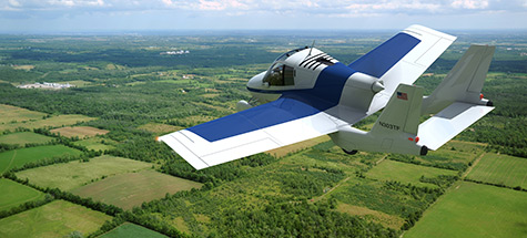 Computer rendering of the Terrafugia Transition in flight.