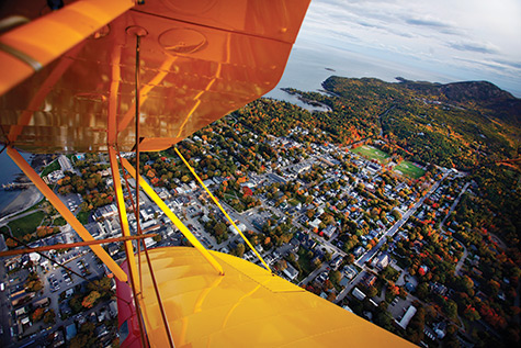 Flying over Bar Harbor